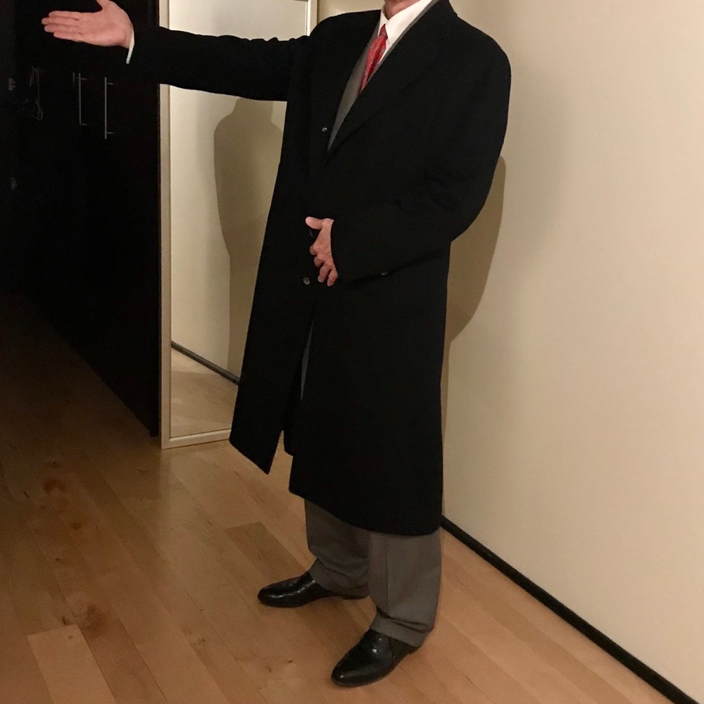 Canali cashmere coat,long trench in black 44”